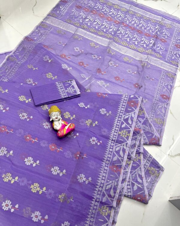 Dark Lavender Soft Dhakai Jamdani Saree