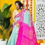 Blue Hosta Soft Dhakai Jamdani Saree