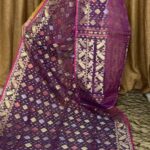 Dirty Purple Soft Joriwork Jamdani Saree