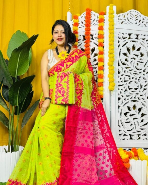 Lemon Soft Dhakai Jamdani Saree