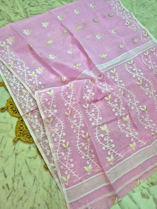 Light Mauve Soft Lota Dhakai Jamdani Saree