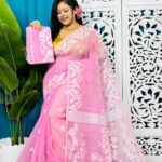 Persian Pink Soft Lota Jamdani Sari With Blouse Piece