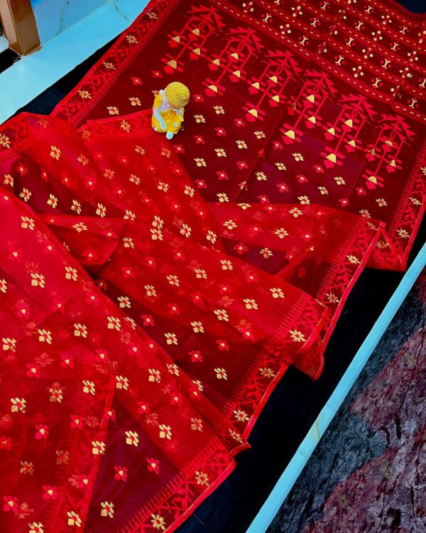 Red Soft Dhakai Jamdani Saree