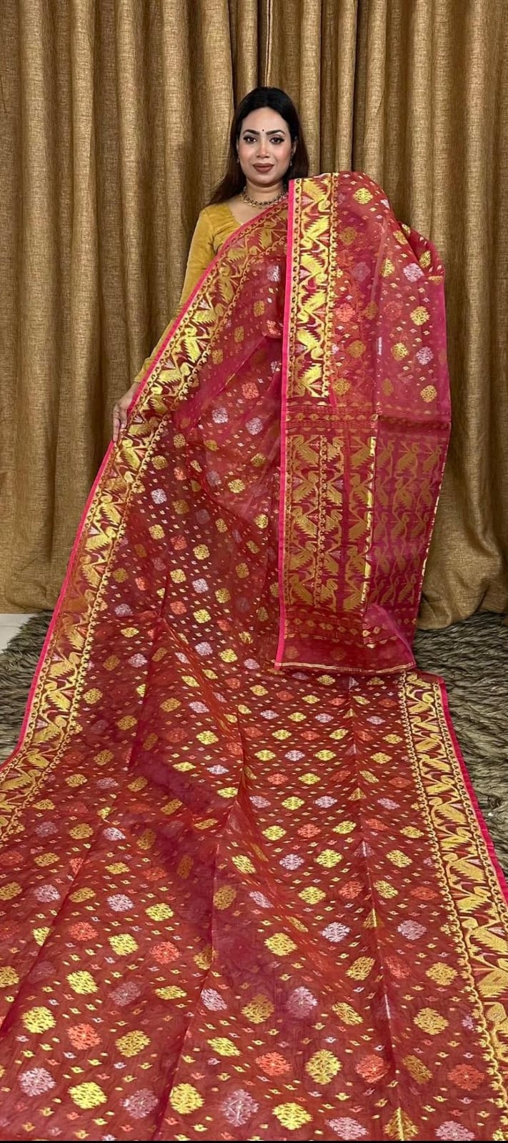 Red Soft Joriwork Jamdani Saree