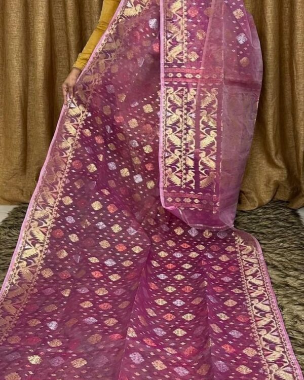 Velvet Maroon Soft Joriwork Jamdani Saree