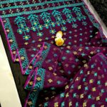 Wine Berry Soft Dhakai Jamdani Saree