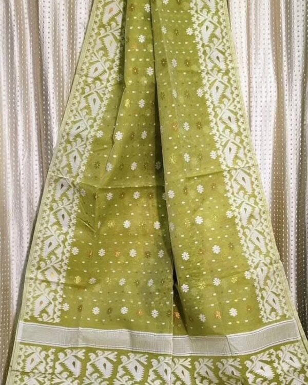 Brass Soft Buti Korat Jamdani Saree With Blouse Piece