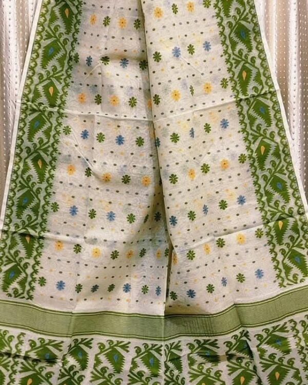 Cream Soft Buti Korat Jamdani Saree With Blouse Piece