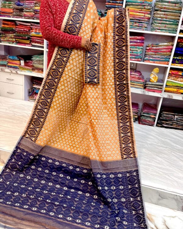 Barfi Soft Dhakai Jamdani Sari with Blouse Piece - Dull Orange