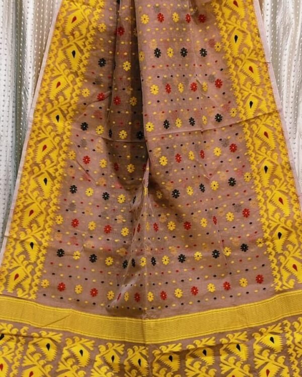 Light Brown Soft Buti Korat Jamdani Saree With Blouse Piece