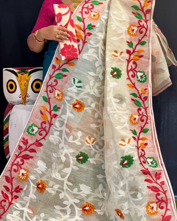 Lota Soft Almond Jamdani Saree