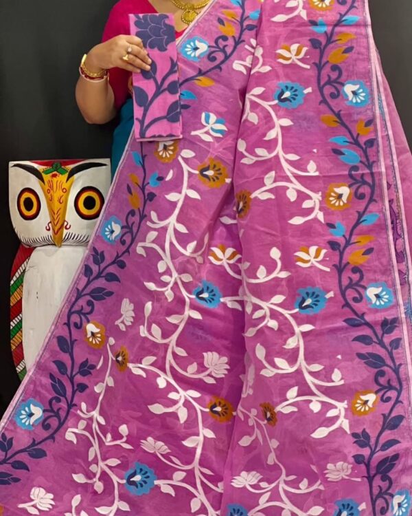 Lota Soft Bashful Pink Jamdani Saree