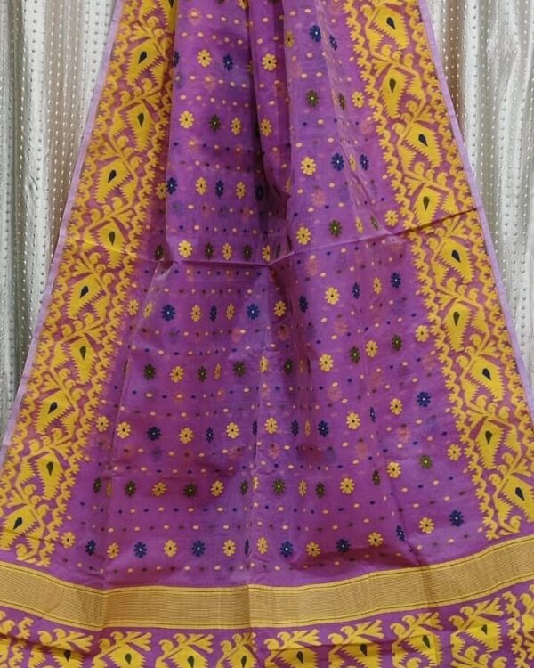 Purple Soft Buti Korat Jamdani Saree With Blouse Piece