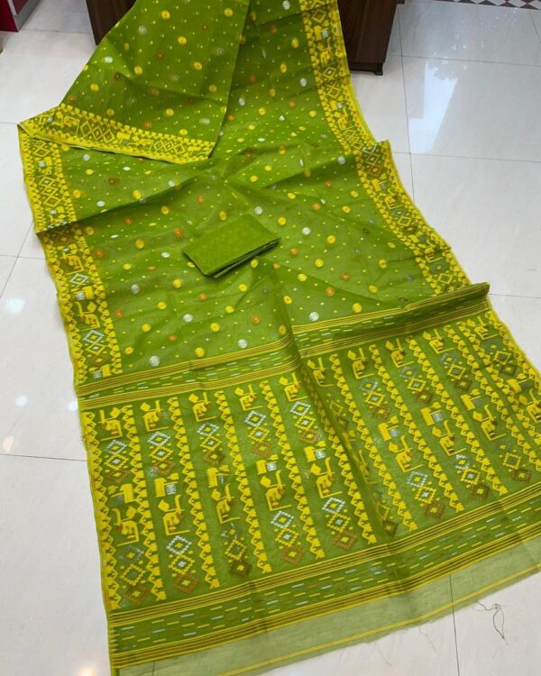 Allover Pasta Soft Jamdani Saree Blouse Piece