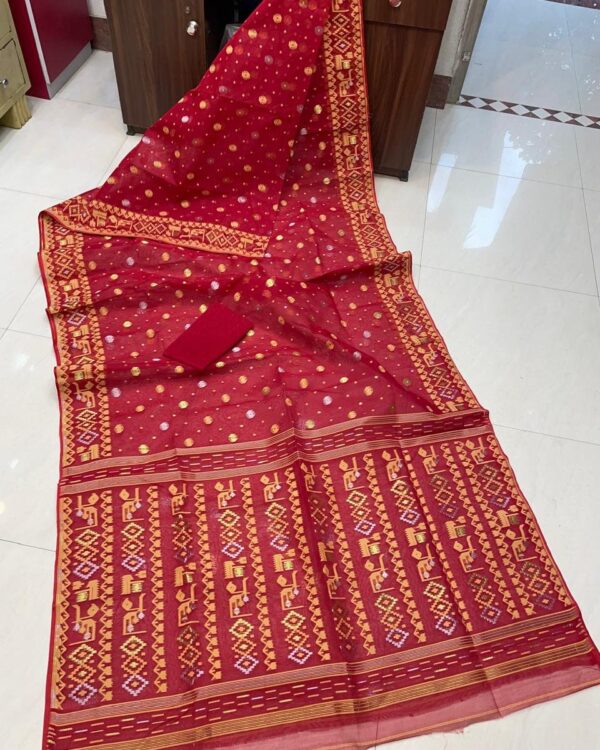 Allover Marun Soft Jamdani Saree Blouse Piece