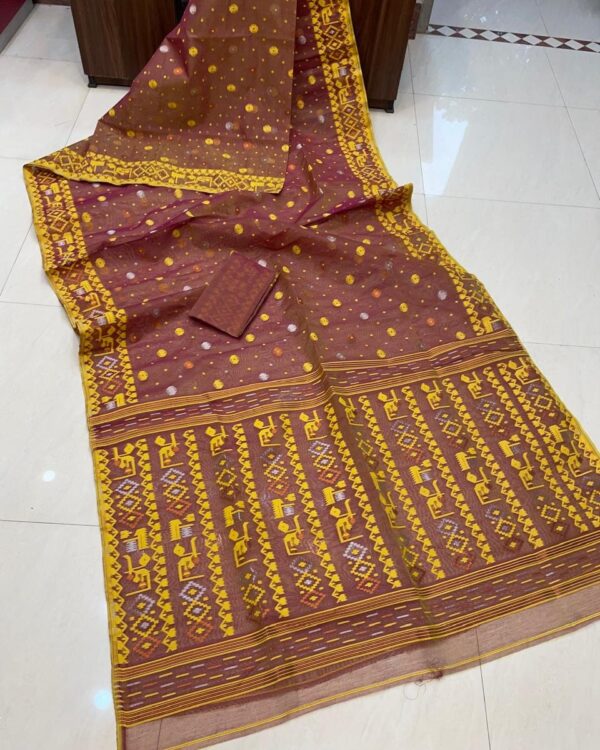 Allover Brown Soft Jamdani Saree Blouse Piece
